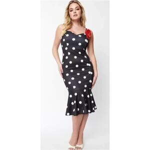 Unique Vintage Betty Boop Black White Polka Dot Wiggle Dress  2X